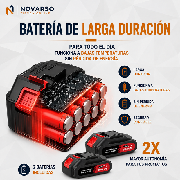 Soplador de aire potente + dos baterías