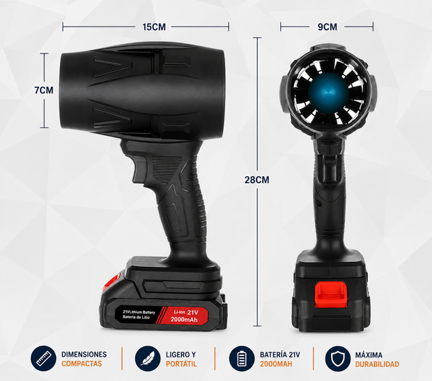 Soplador de aire potente + dos baterías