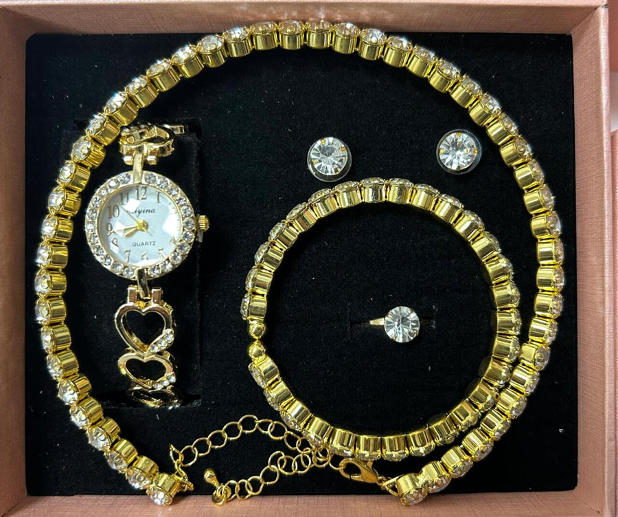 Conjunto de joyas dorado para mujer