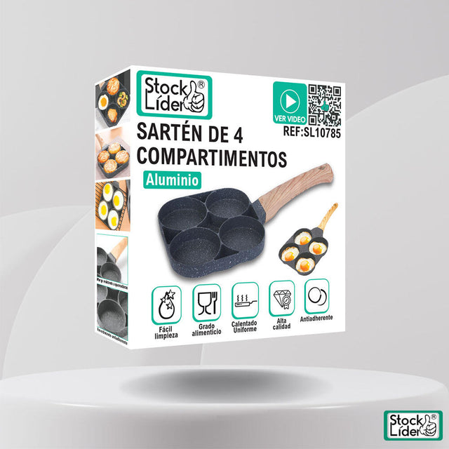 Sartén de 4 compartimentos antiadherente