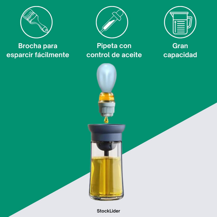 Bote aceite con brocha para cocina