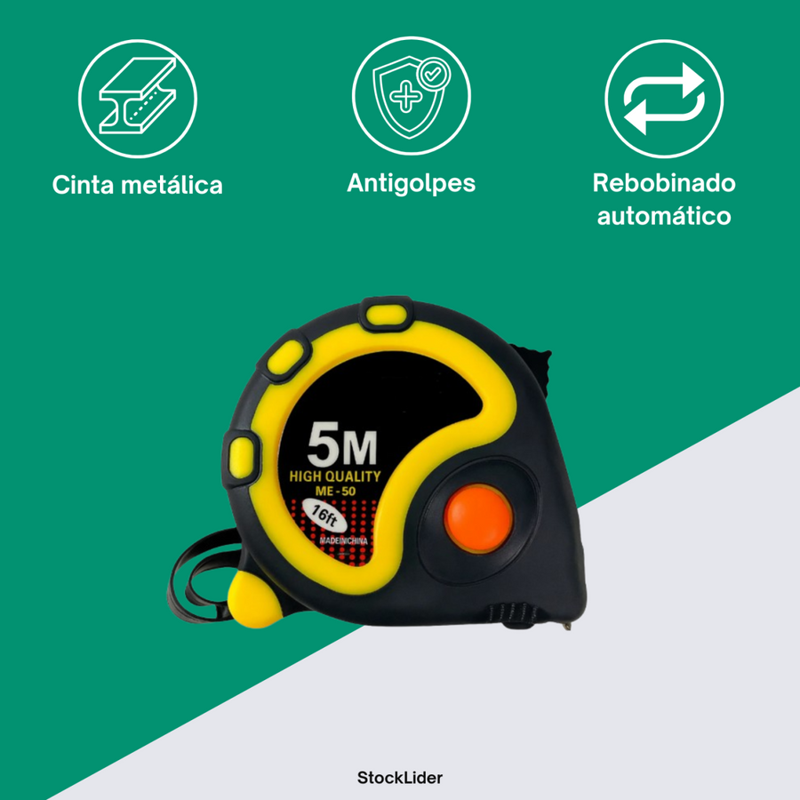 Cinta métrica 5m con imán y bloqueo