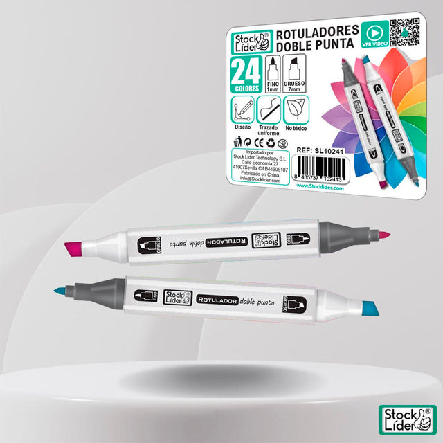 Rotulador marcador doble 24 para dibujo