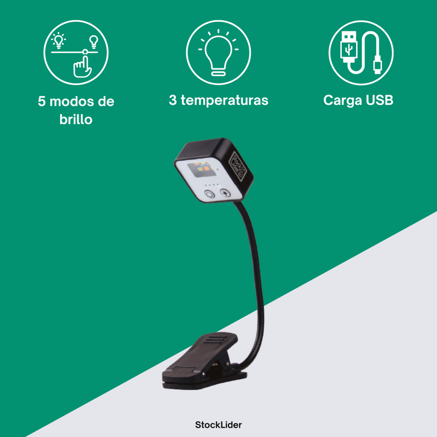 Lámpara de lectura LED con clip