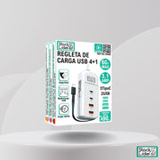 Regleta de carga USB 4+1 compacta