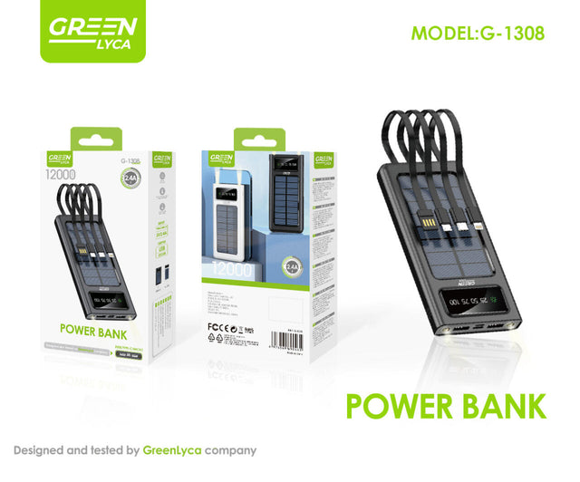 Powerbank solar 12000mAh con conectores
