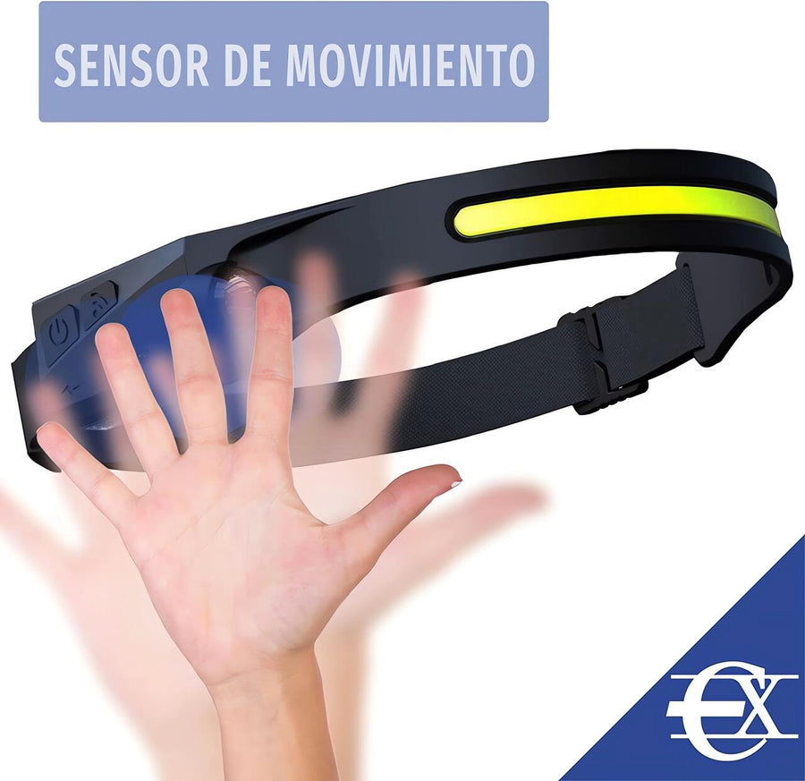 Linterna frontal con sensor recargable
