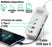 Regleta de carga USB 4+1 compacta