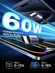 Cable USB C a USB C 60W de carga rápida