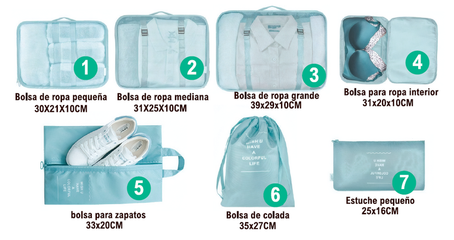 Set de bolsas de viaje organizadoras