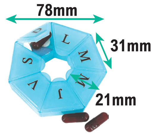 Pastillero semanal compacto y portátil