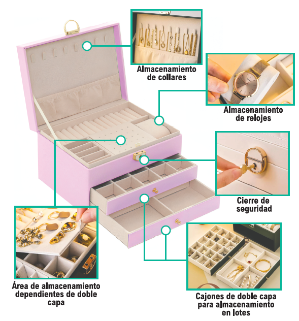 Joyero 3 plantas con llave | Novarso