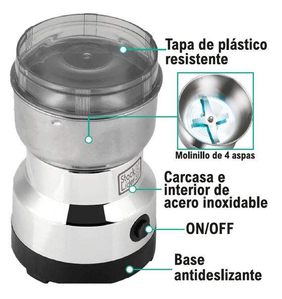 Moledor de café eléctrico de acero