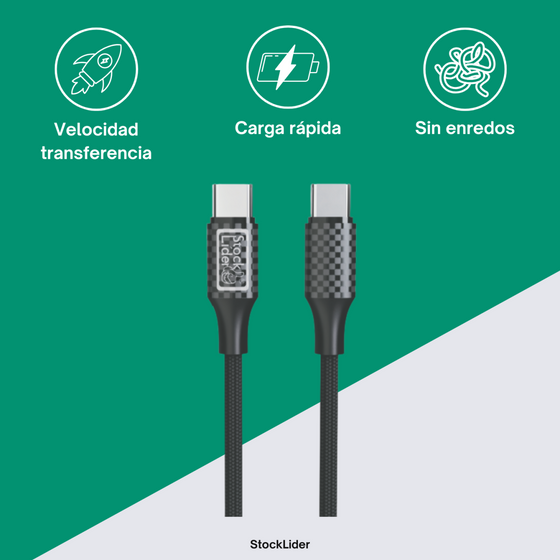 Cable USB-C a USB-C 1M rápido y resistente
