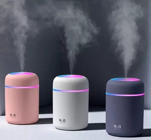 Humidificador LED rosa 300ml compacto