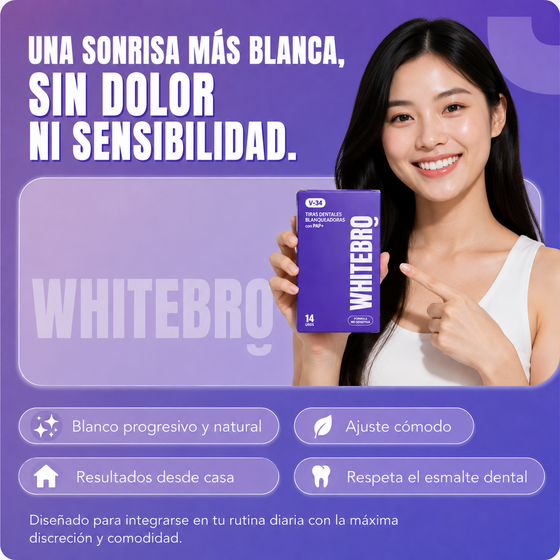 Tiras blanqueadoras dentales V34 en casa