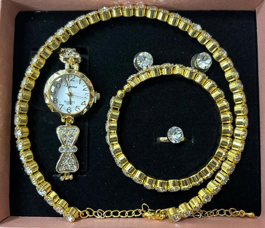 Conjunto de joyas dorado para mujer