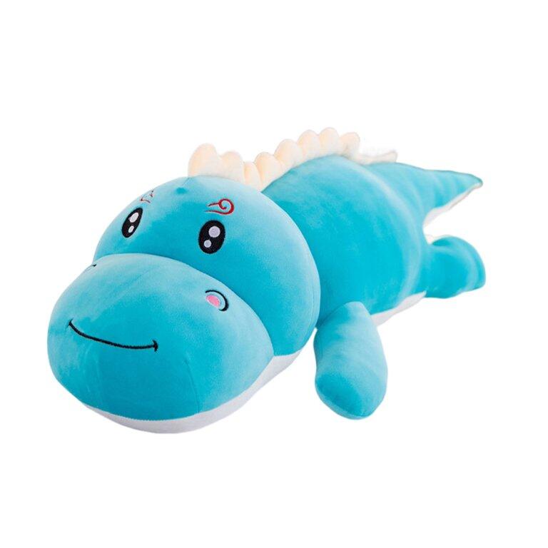 Peluche dinosaurio azul suave para abrazar