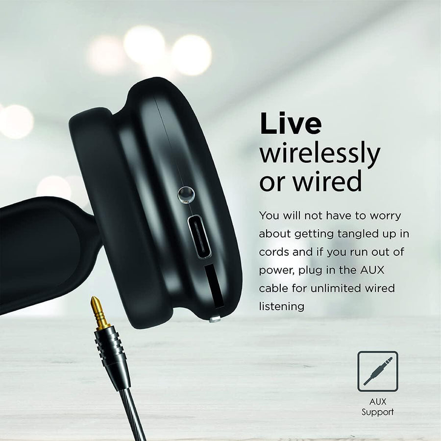 Auriculares Bluetooth negros con micrófono