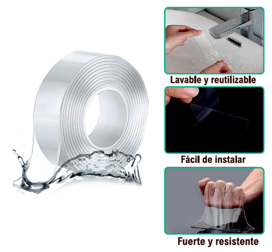 Cinta nanotec reutilizable transparente