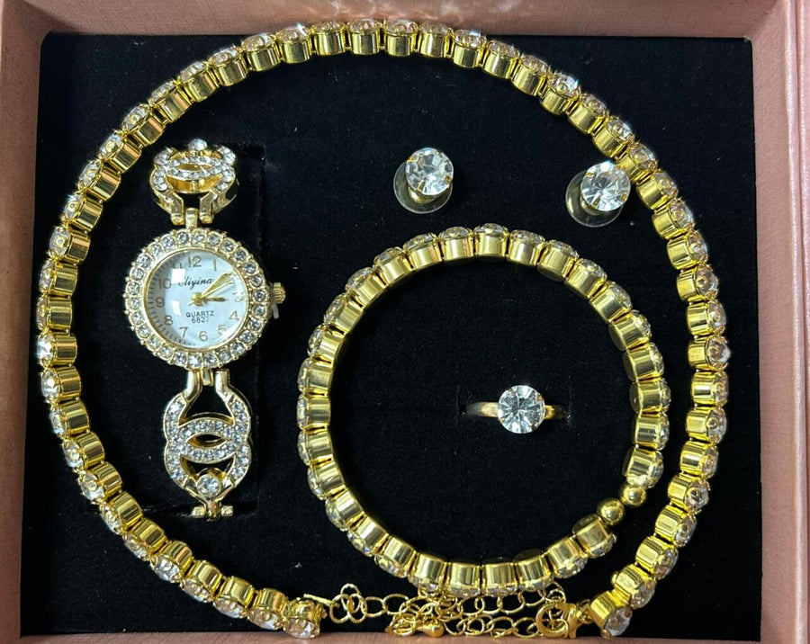 Conjunto de joyas dorado para mujer