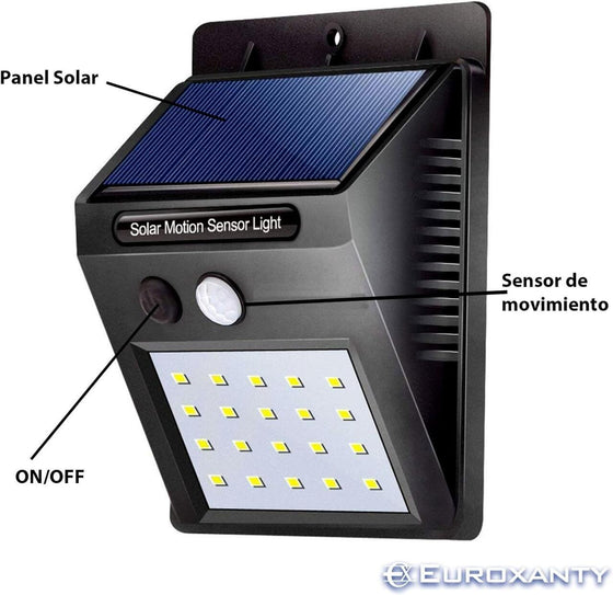 Focos solares con sensor LED para exterior