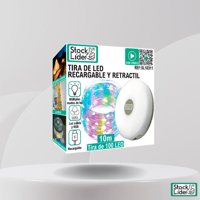 Tira LED recargable y retráctil