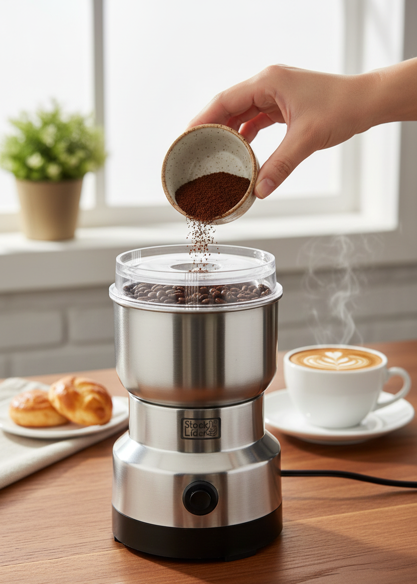 Moledor de café eléctrico de acero