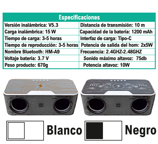 Altavoz RGB Bluetooth con carga inalámbrica