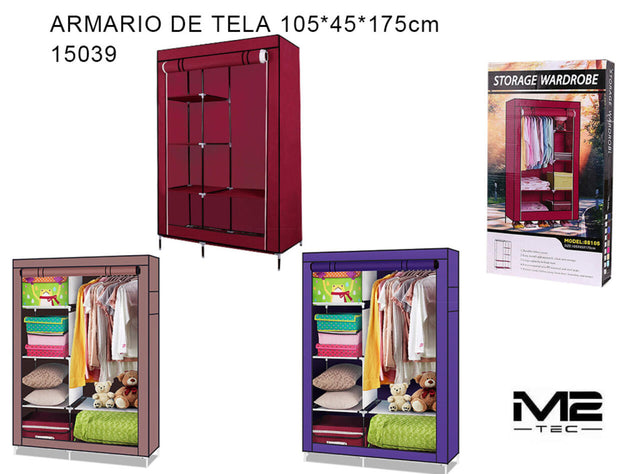 Armario de tela multiusos 105x45x175 cm