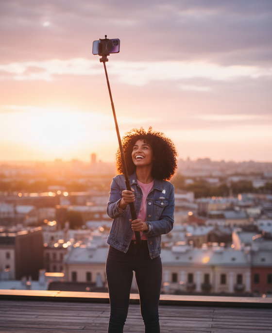Palo selfie trípode con mando 360°