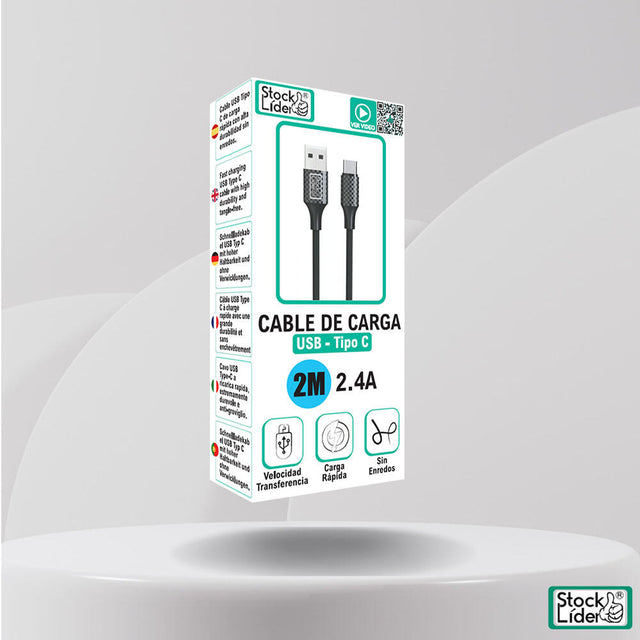 Cable USB Tipo C 2m resistente y rápido