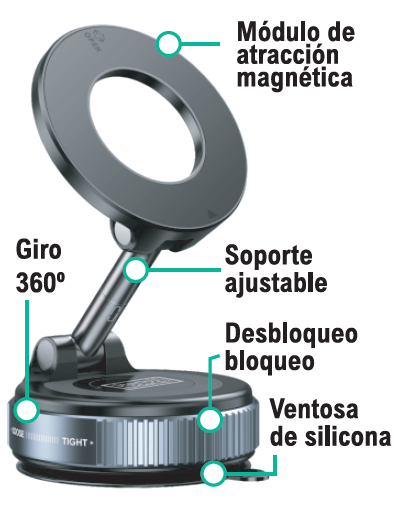 Soporte móvil magnético para coche y moto