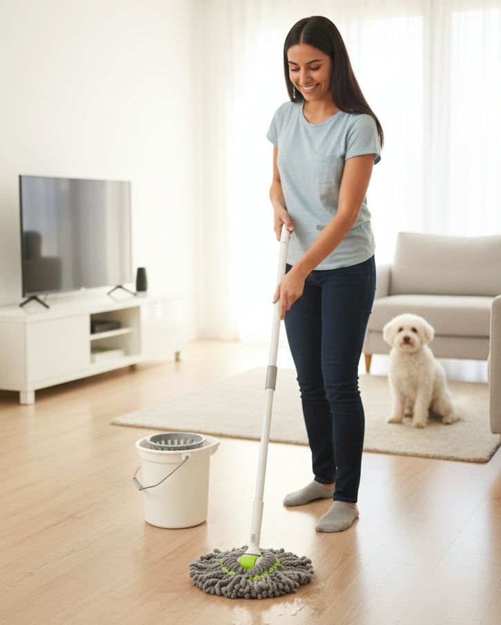 Fregona con escurridor para limpiar fácil