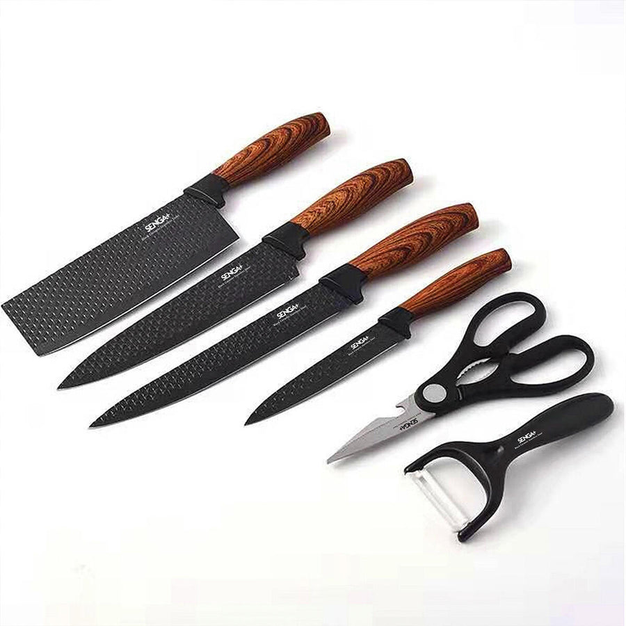 juego de cuchillos cocina 6 piezas negro