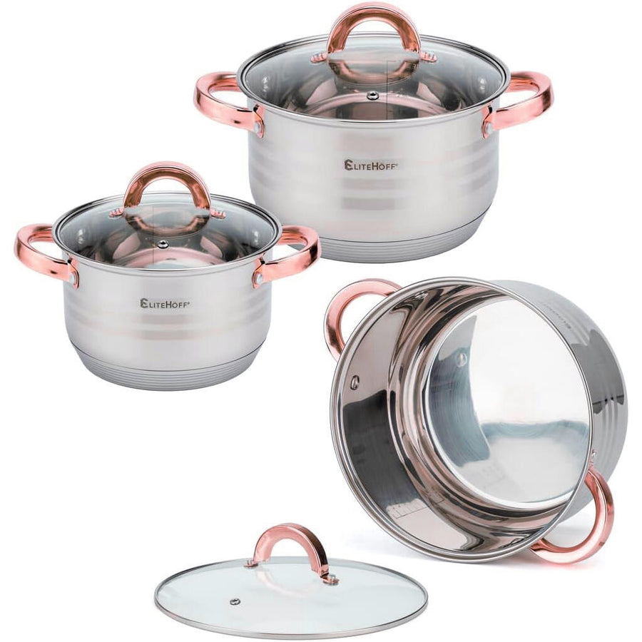 Batería de cocina 12 piezas inducción rosa