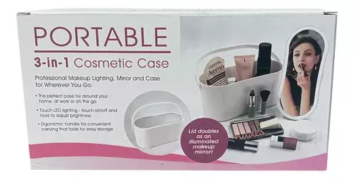 Organizador maquillaje con espejo LED