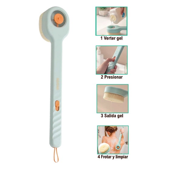 Cepillo de ducha con dosificador ergonómico