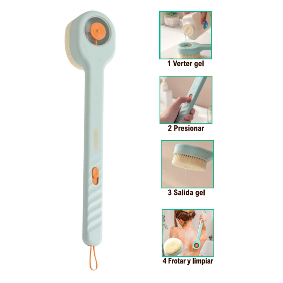 Cepillo de ducha con dosificador ergonómico