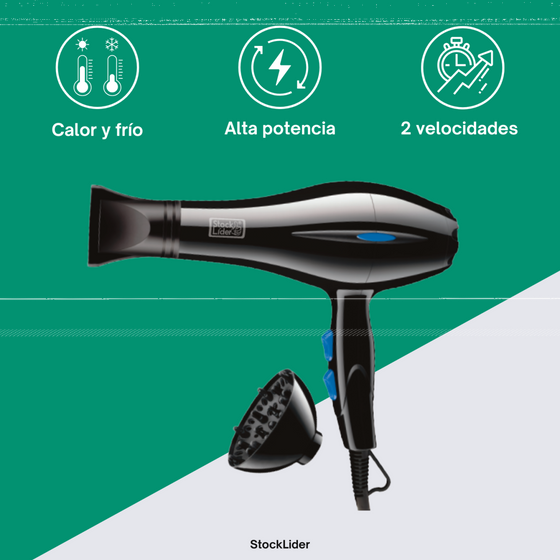 Secador de pelo con difusor para peinar en casa