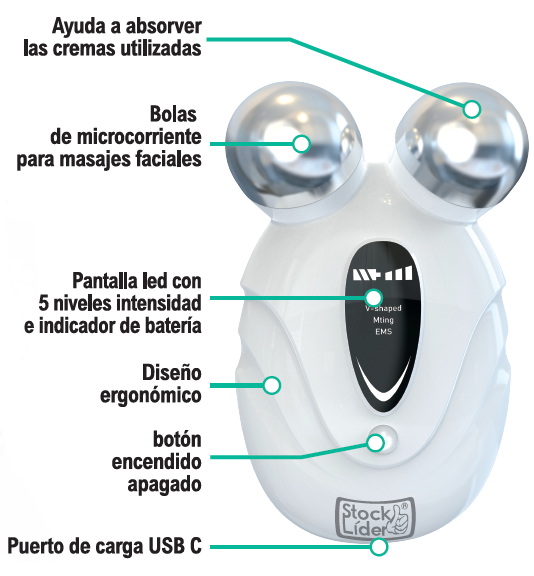 Dispositivo de belleza facial con microcorriente