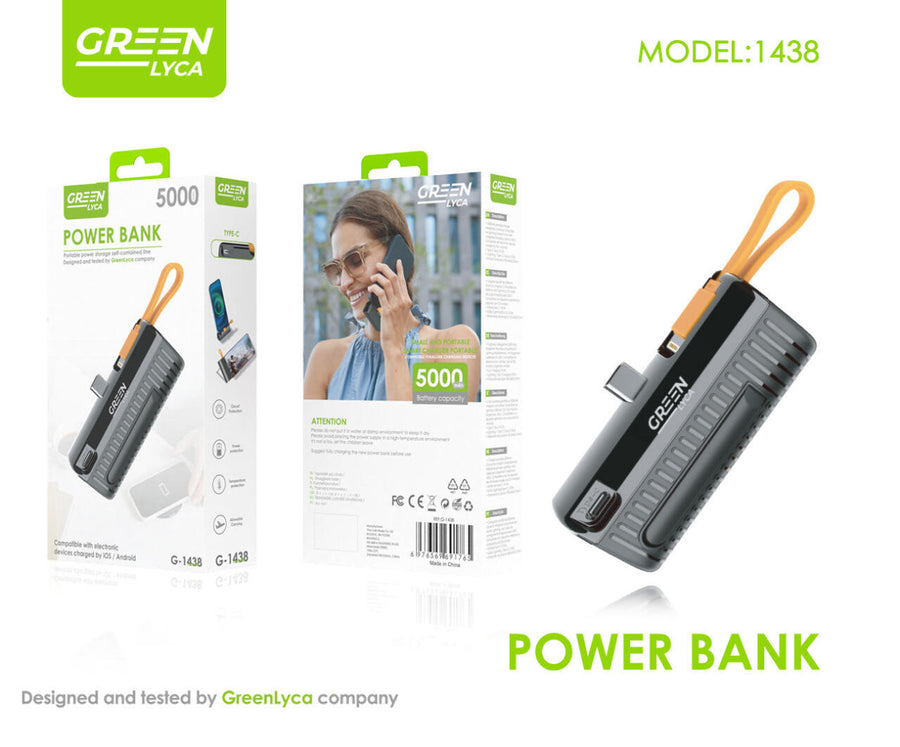 Mini banco de energía 5000mAh con cable