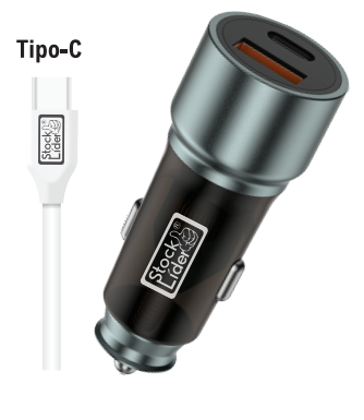 Cargador coche USB y Tipo C con cable