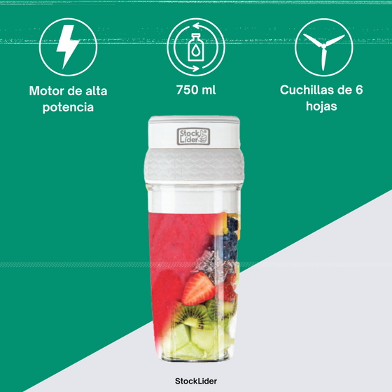 Batidora portátil 750 ml recargable