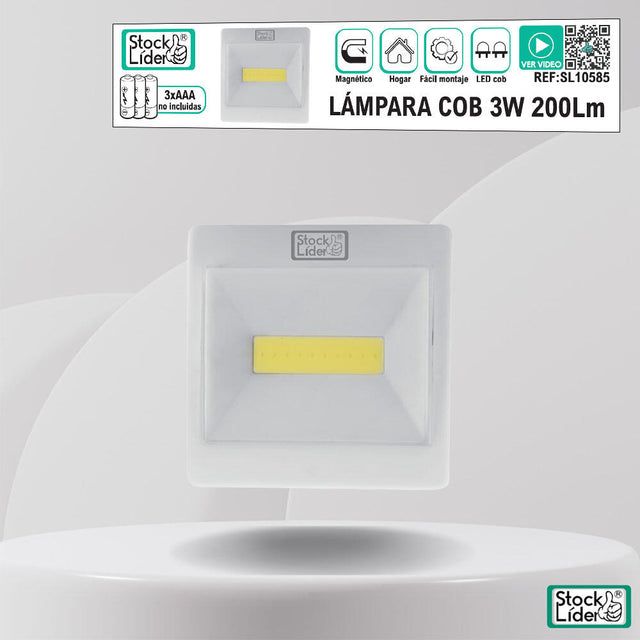 Lámpara COB 3W 200Lm portátil y magnética