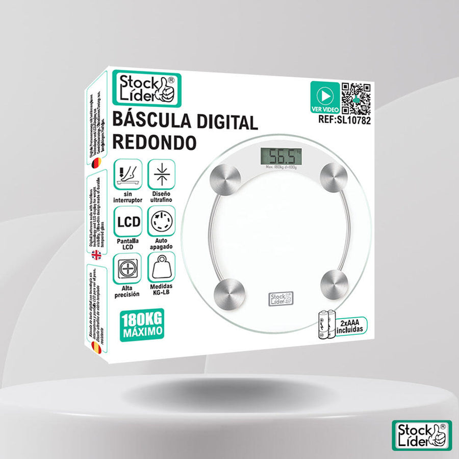 Báscula digital redonda de baño precisa