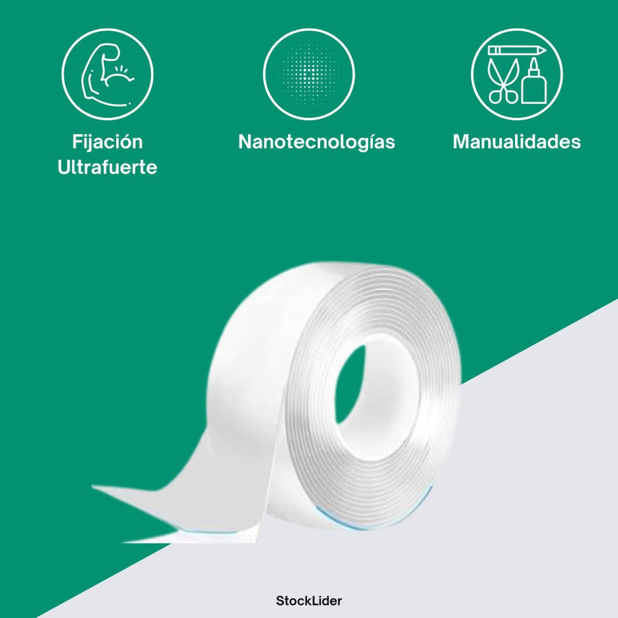 Cinta nanotec reutilizable de doble cara