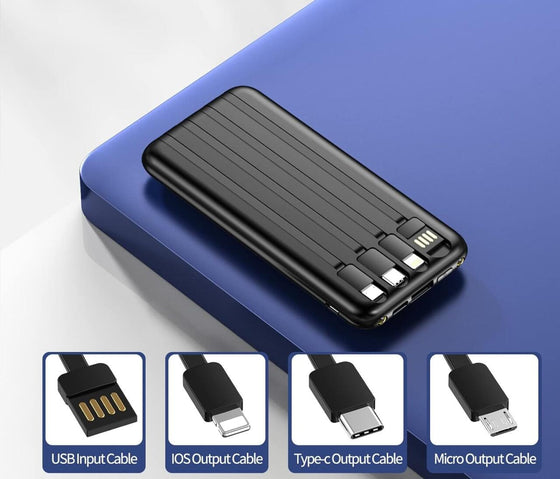 Powerbank inalámbrico con cables integrados