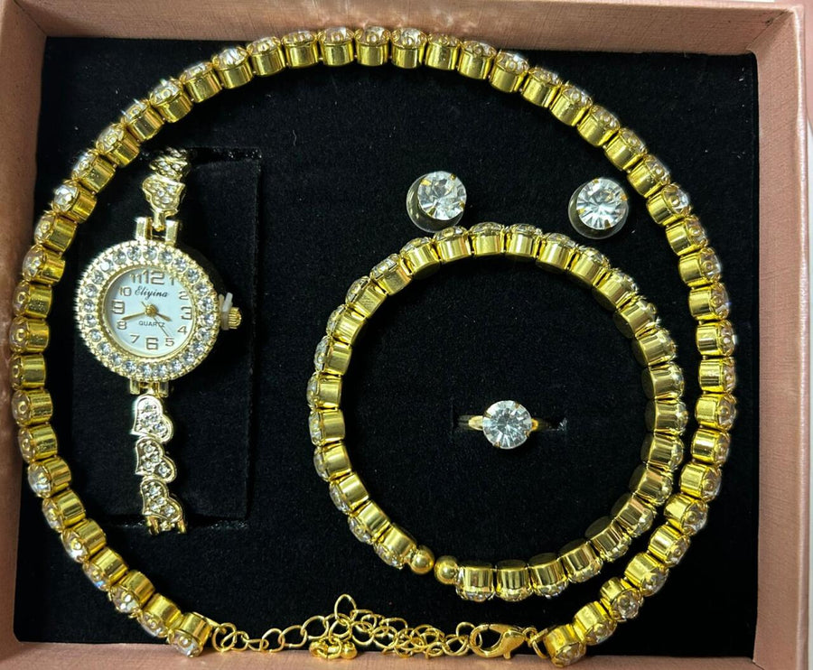 Conjunto de joyas dorado para mujer