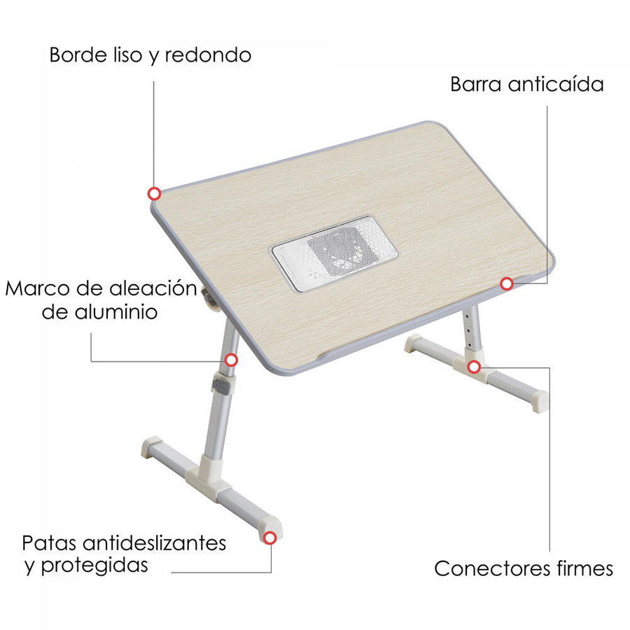 Mesa plegable portátil con ventilador USB
